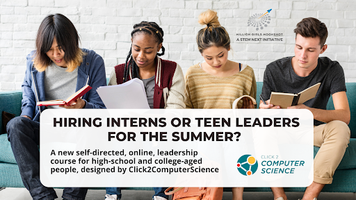 Flyer with students reading saying "hiring interns or teen leaders for the summer?"