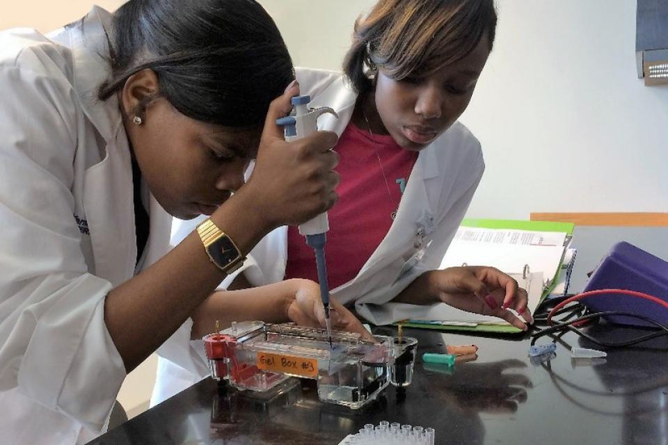 STEM - Girls Doing Biology Test