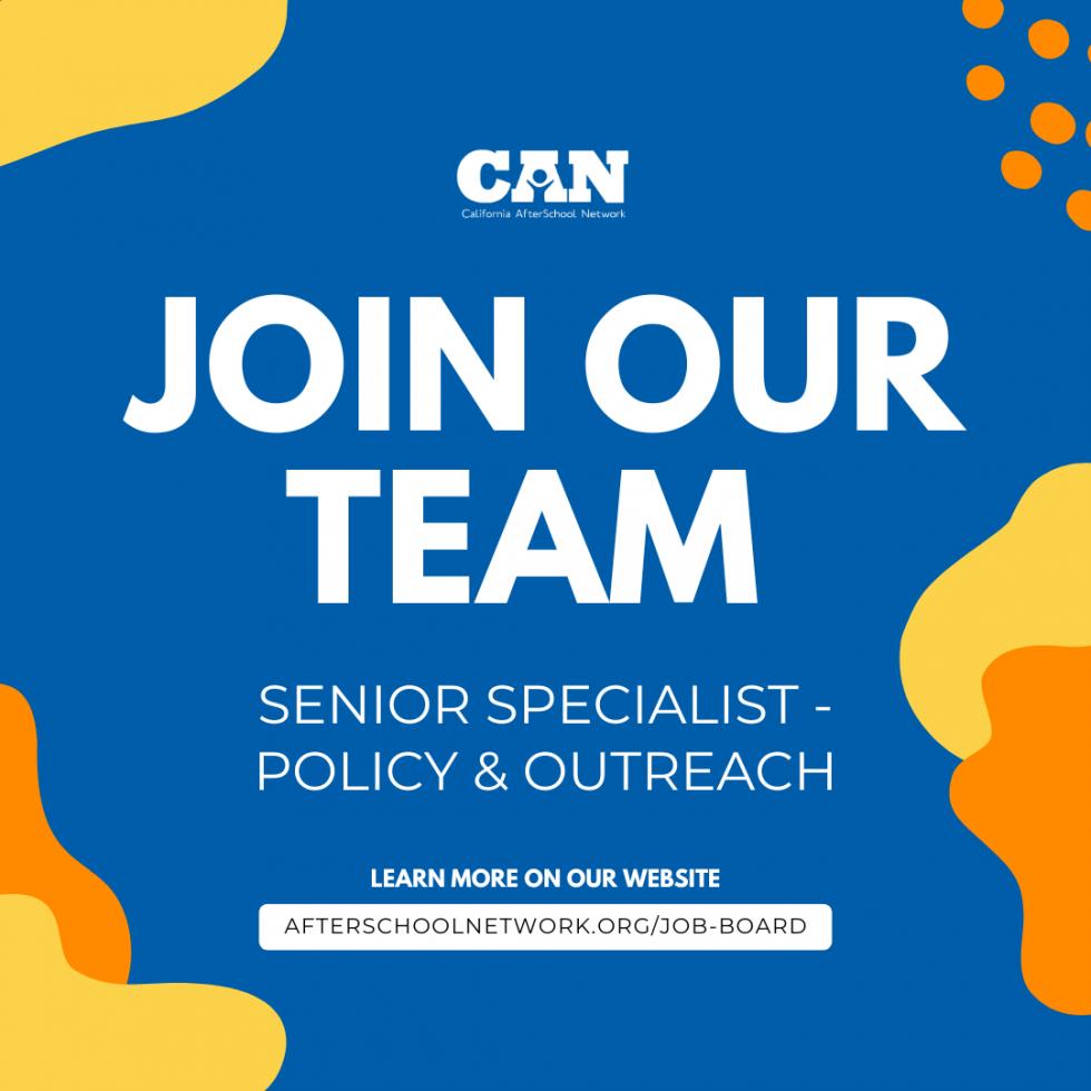 Join Our Team, Senior Specialist, Policy & Outreach