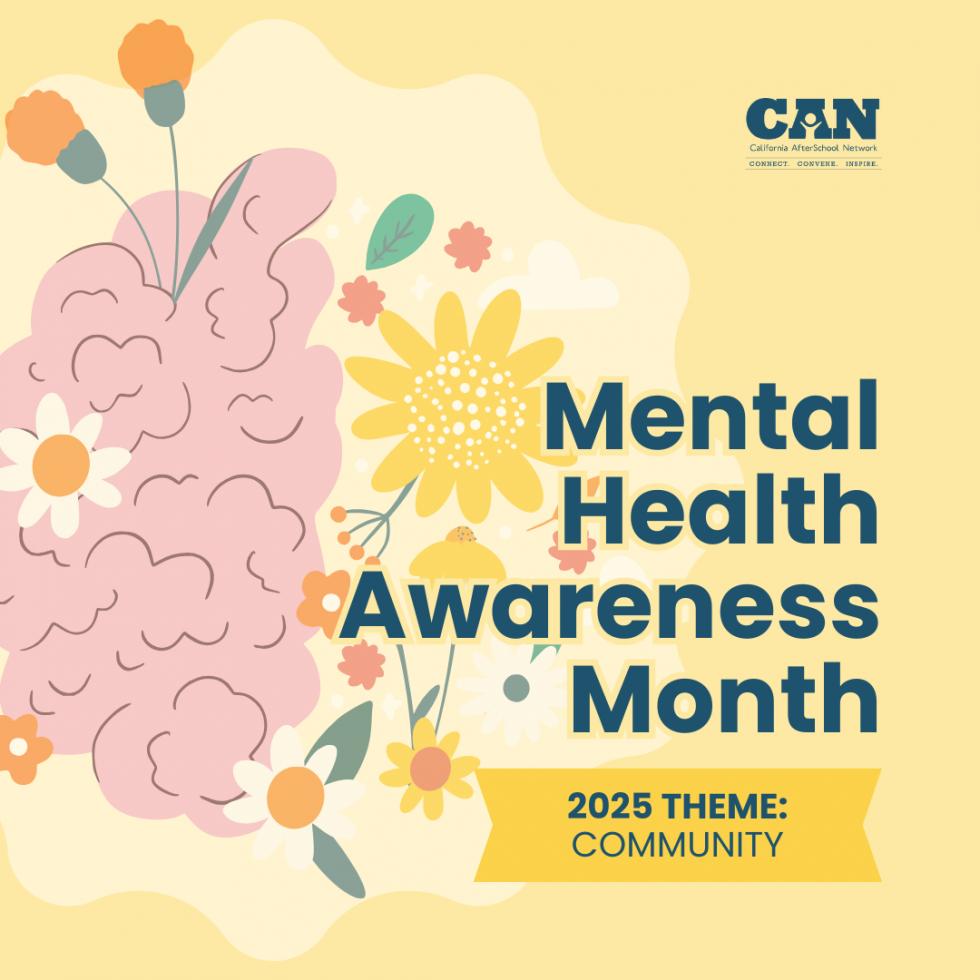 Mental Health Awareness Month Graphic: A Brain with Flowers