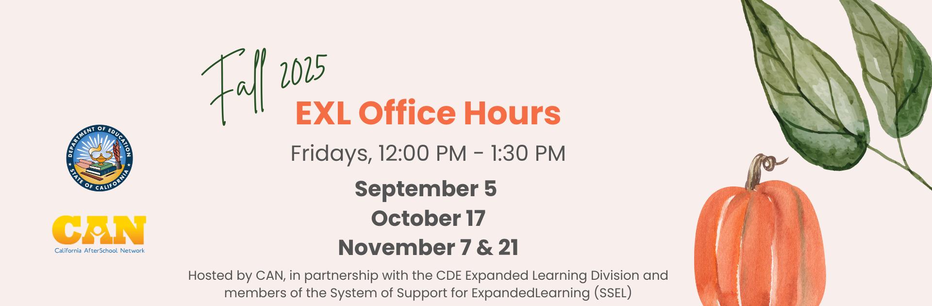 Join us for Fall 2025 EXL Office Hours