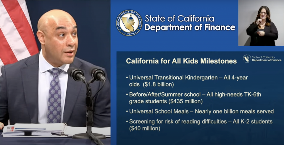 State Department of Finance CA for all Kids Milestones breakdown