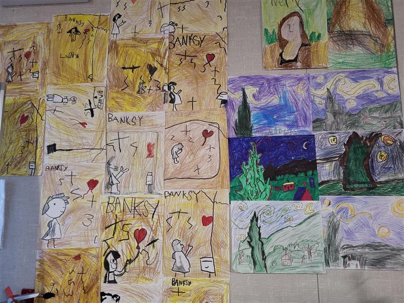 Artwork from students of Diablo Vista Elementary School After School Program in Antioch led by BACR student artwork