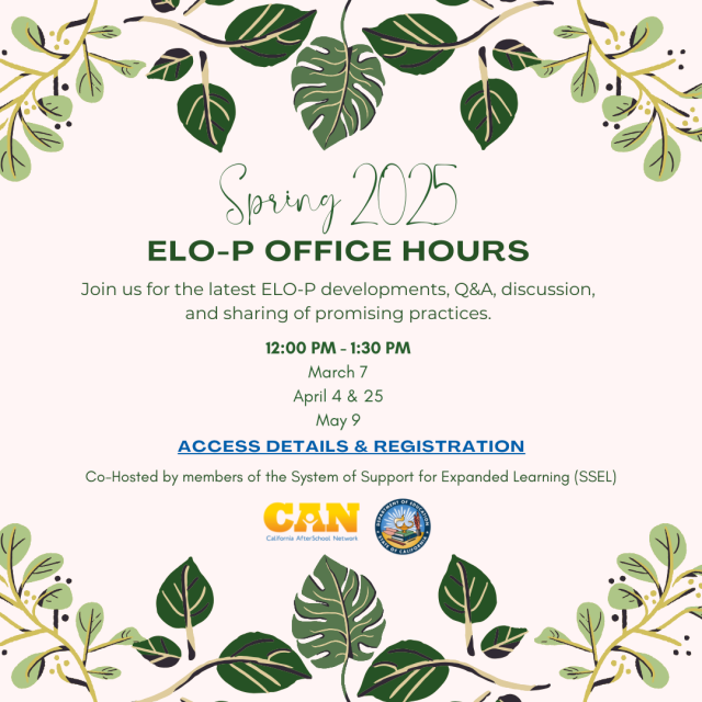 Spring 2025 ELO-P Office Hours 