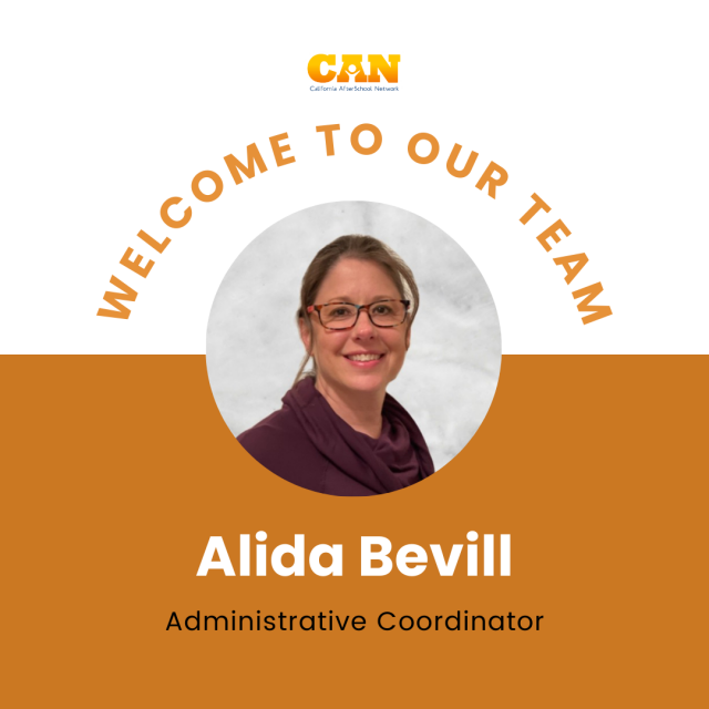 Welcome to the Team graphic; a headshot of Alida with the text "Welcome to the team!"