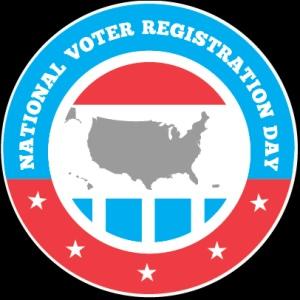 Image of the Unite States with the words National Voter Registration Day