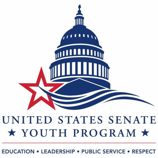 Image of US Capitol with the words United States Senate Youth Program. Education. Leadership. Public Service. Respect.